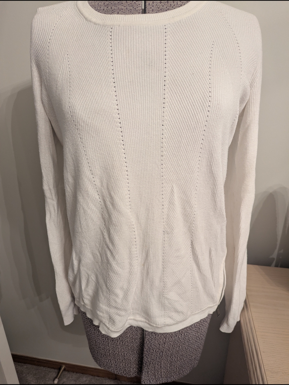 Vince White Zipper Detail Long Sleeve Knit Tee